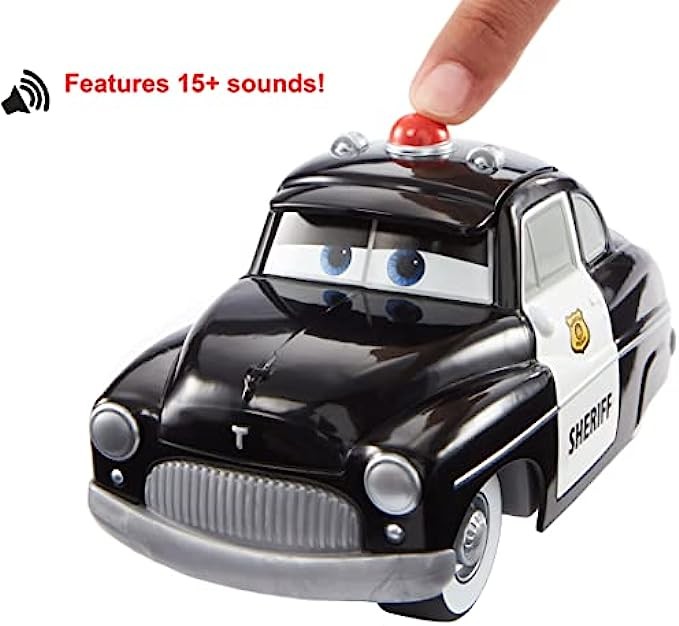 Disney Pixar Cars Track Talkers Sheriff Vehicle, 5.5-in Talking Movie Toy with Sound Effects, Collectible Character Car, Gift for Kids & Collectors Ages 3 Years Old & Up